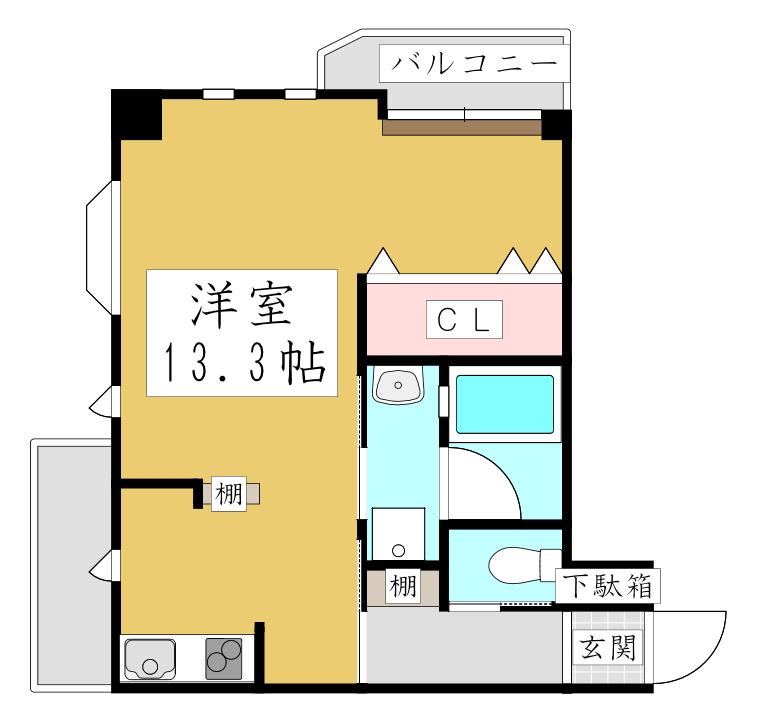 モンプチット(ワンルーム/3階)の間取り写真