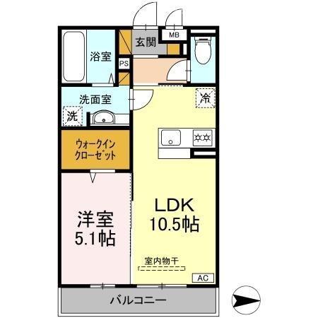 ディアコート鹿放ヶ丘(1LDK/2階)の間取り写真