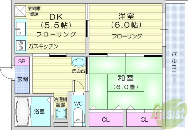 佐松マンション(2DK/4階)の間取り写真