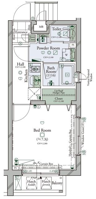  コンシェリア駒沢 THE RESIDENCE(1K/4階)の間取り写真