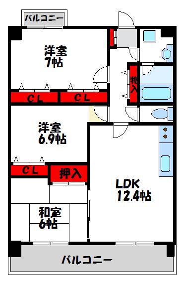 ルシオーレ(3LDK/3階)の間取り写真