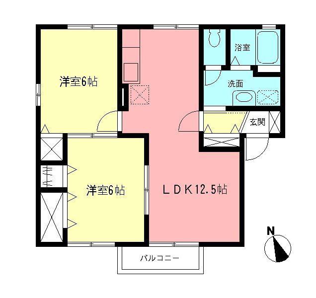 グレイスI(2LDK/2階)の間取り写真