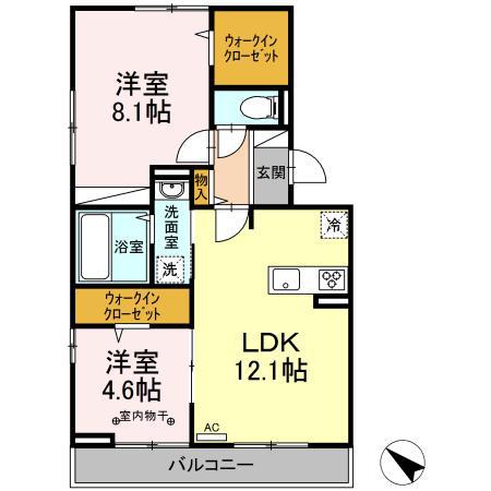 メゾン・ド・プリュヌ(2LDK/2階)の間取り写真
