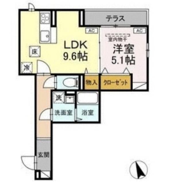 ASSET-COURT堀之内(1LDK/1階)の間取り写真