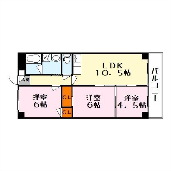 ファミーユ南高田(3LDK/3階)の間取り写真