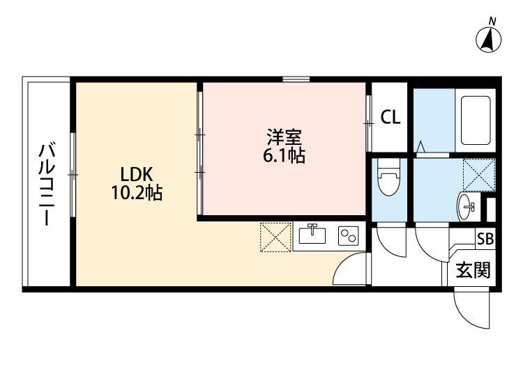 LETOILE南流山(1LDK/2階)の間取り写真