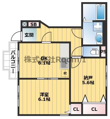 リメーンI(1SDK/1階)の間取り写真