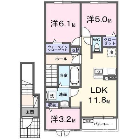 アンサンブルIV(3LDK/2階)の間取り写真
