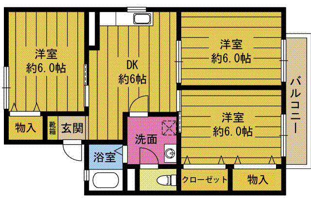 エスペランスひらのA(3DK/1階)の間取り写真