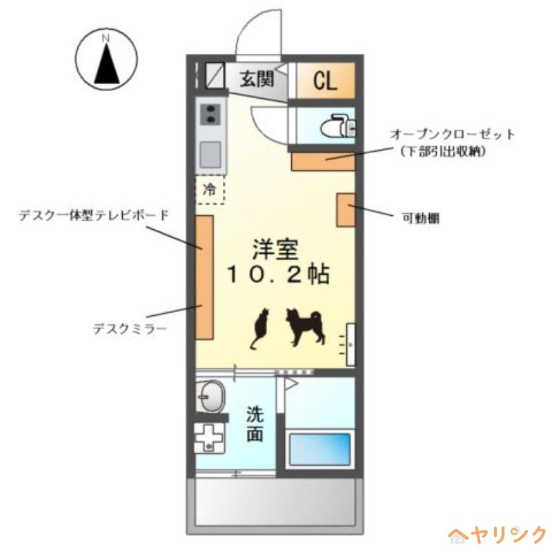 ウエストウイングV(ワンルーム/2階)の間取り写真