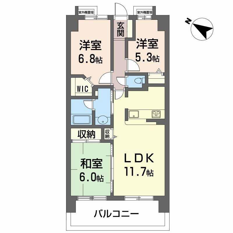 ユニハイム塚本605(3LDK/6階)の間取り写真