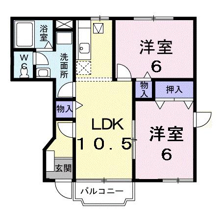 ツインハーモニーI(2LDK/1階)の間取り写真