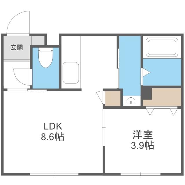 マリオット共栄町(1LDK/1階)の間取り写真