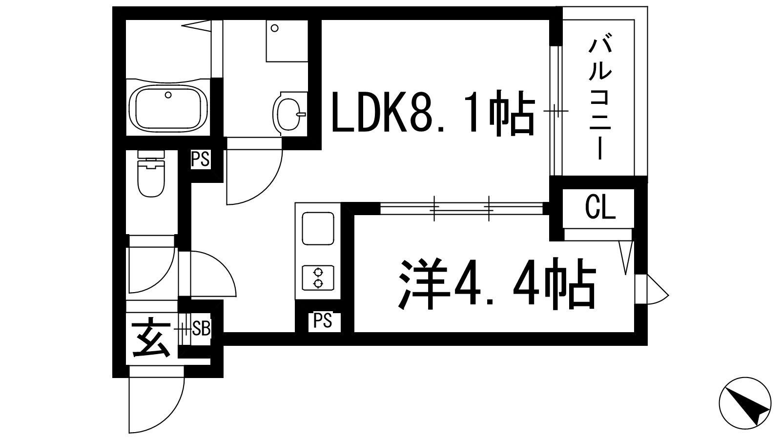 KIT石橋阪大前(1LDK/2階)の間取り写真