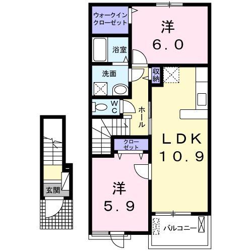 ラ・フォンテ西軽井沢 E(2LDK/2階)の間取り写真