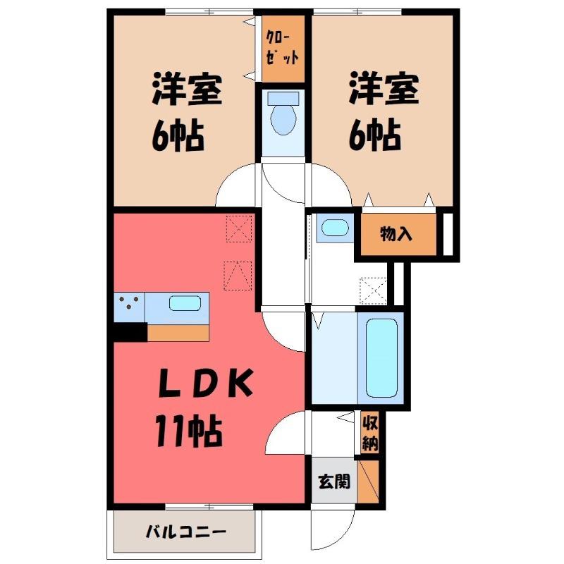 ミッドパレスII(2LDK/1階)の間取り写真