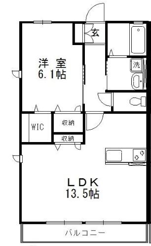 ディアコート I(1LDK/1階)の間取り写真