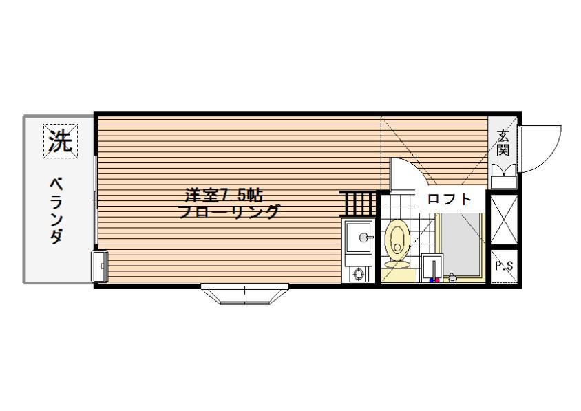 美住ハイツ(ワンルーム/2階)の間取り写真