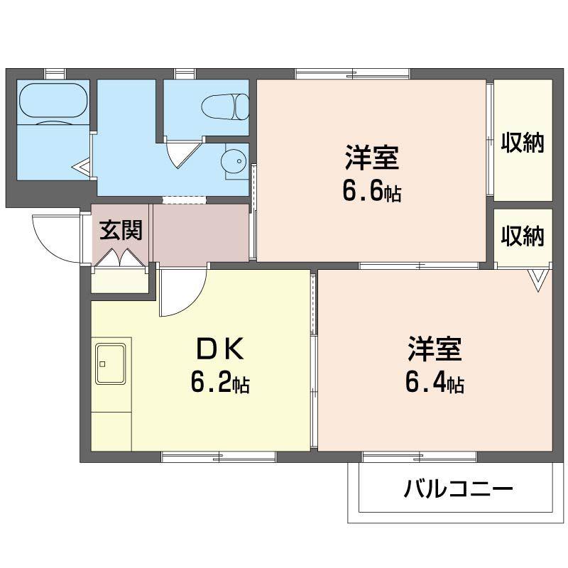 ベルジュ鎌倉(2DK/2階)の間取り写真