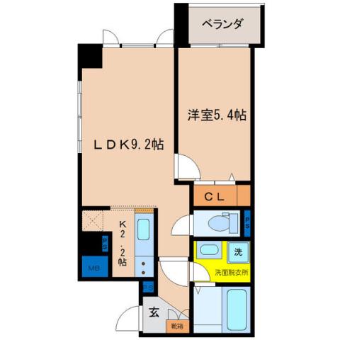ジックス 桜(1LDK/5階)の間取り写真