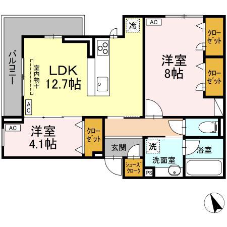 CASA DE MANA 吉祥寺(2LDK/3階)の間取り写真