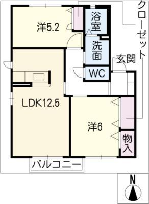 ノーヴァ坂ノ上(2LDK/2階)の間取り写真