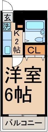 コーポ小荷田(1K/2階)の間取り写真