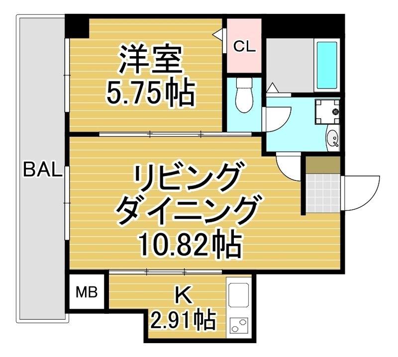 マルコビル平尾(1LDK/6階)の間取り写真