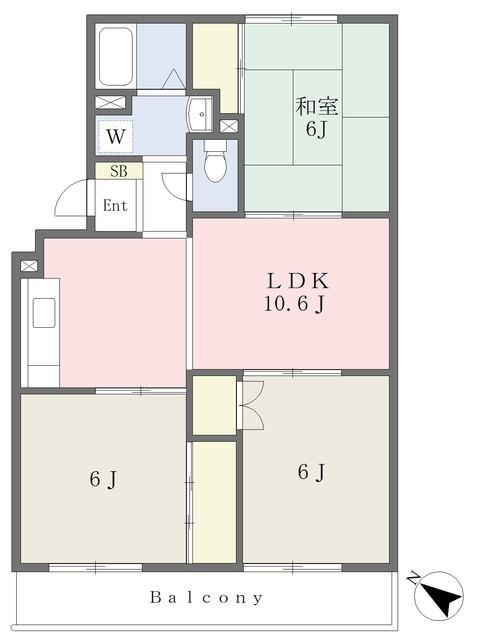 グリーンバレー(3LDK/2階)の間取り写真