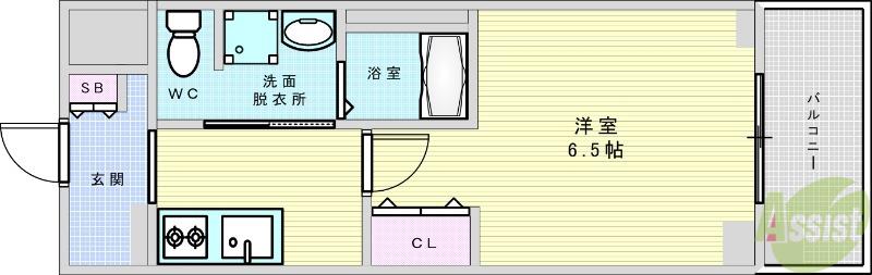 エルプレイス江坂Ⅱ(1K/6階)の間取り写真
