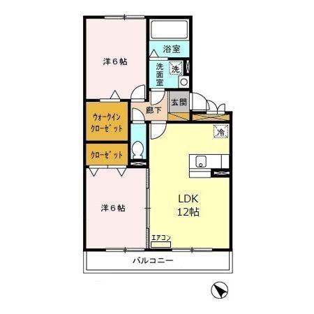 セジュールZEN弐番館(2LDK/2階)の間取り写真