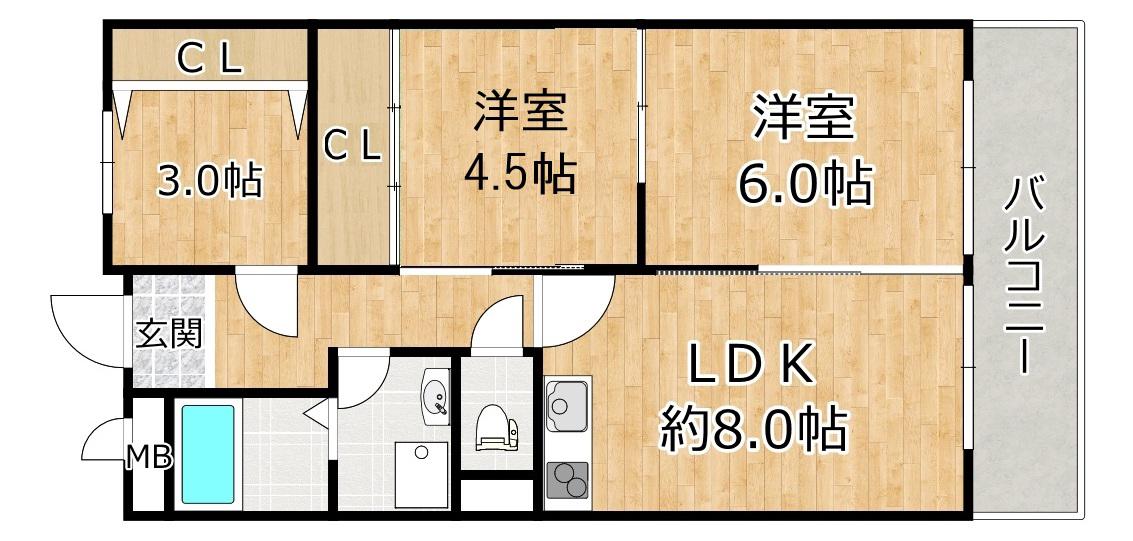 ナビ姫里(3DK/6階)の間取り写真