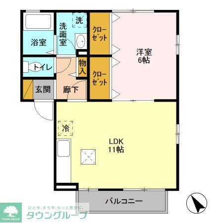 アットイーズ V(1LDK/1階)の間取り写真
