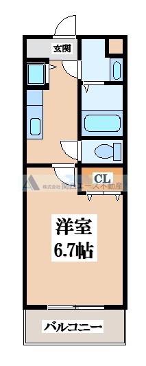 アンソレイユ(1K/3階)の間取り写真