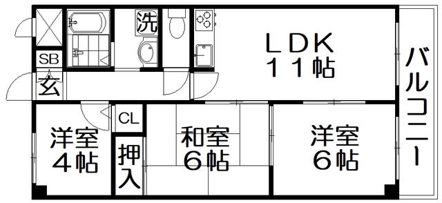 ハイムモリシタ(3LDK/4階)の間取り写真