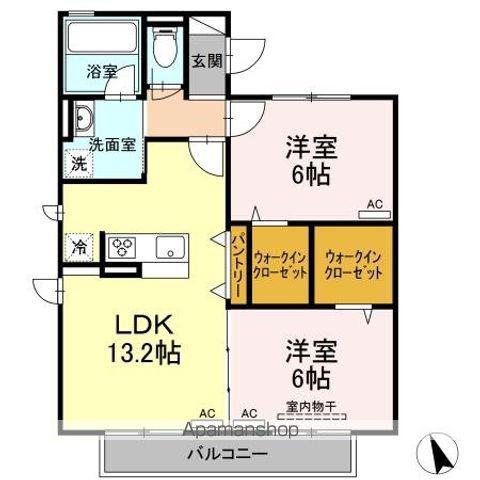 メイ ソレイユ A棟(2LDK/2階)の間取り写真