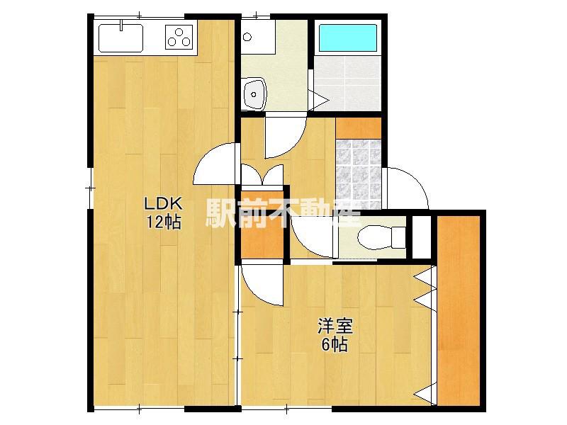 フォーレント若楠(1LDK/2階)の間取り写真
