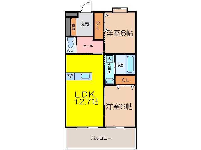 こすもすレジデンス II(2LDK/3階)の間取り写真