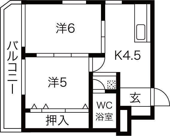 サンビラ大手前(2DK/5階)の間取り写真