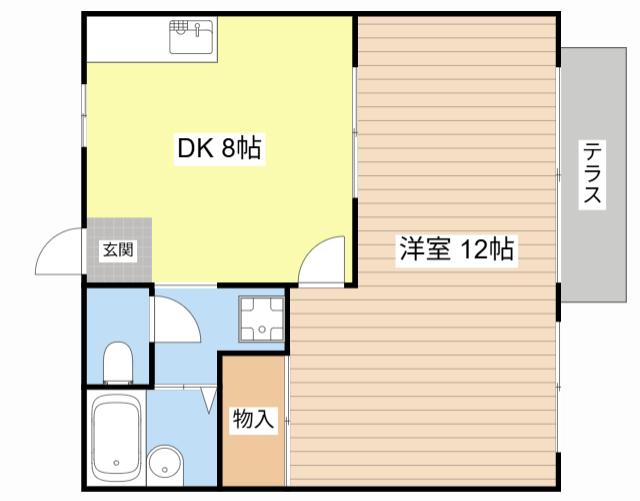 シャルム八幡(1DK/1階)の間取り写真