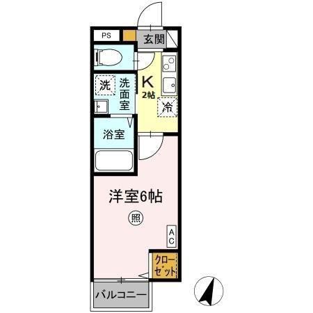 レジデンス平山(1K/2階)の間取り写真