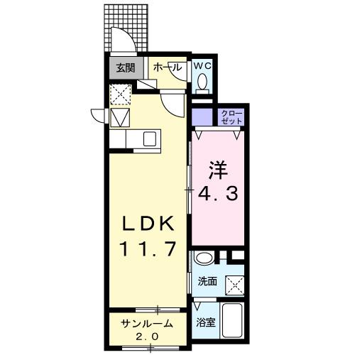駅 東 館(1LDK/1階)の間取り写真
