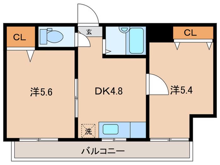 第2上田ビル(2DK/2階)の間取り写真