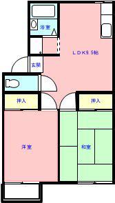 第二芝ハイツ(2DK/1階)の間取り写真