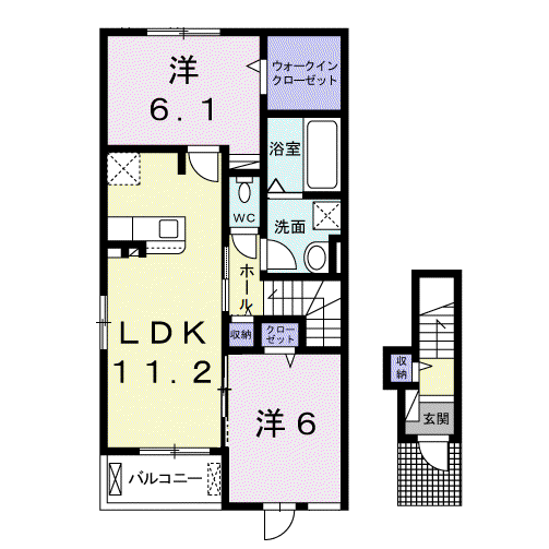 グラン・メゾン(2LDK/2階)の間取り写真