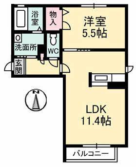 サンクラスト C棟(1LDK/1階)の間取り写真