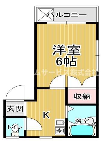 メゾンドロイヤルI(1K/4階)の間取り写真