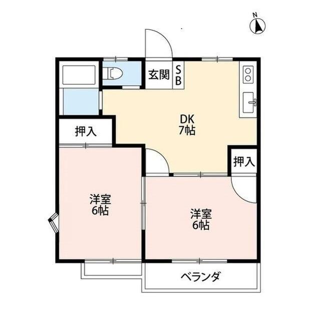 クレールハイム(2DK/1階)の間取り写真