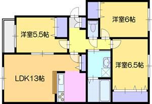 LOUVRE元江別(3LDK/1階)の間取り写真