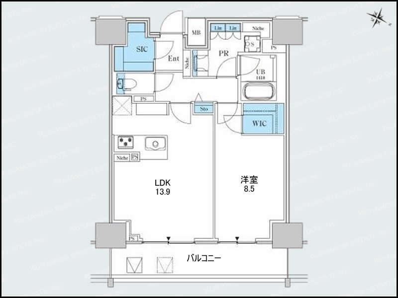 ロイヤルパークスER万代(1LDK/4階)の間取り写真